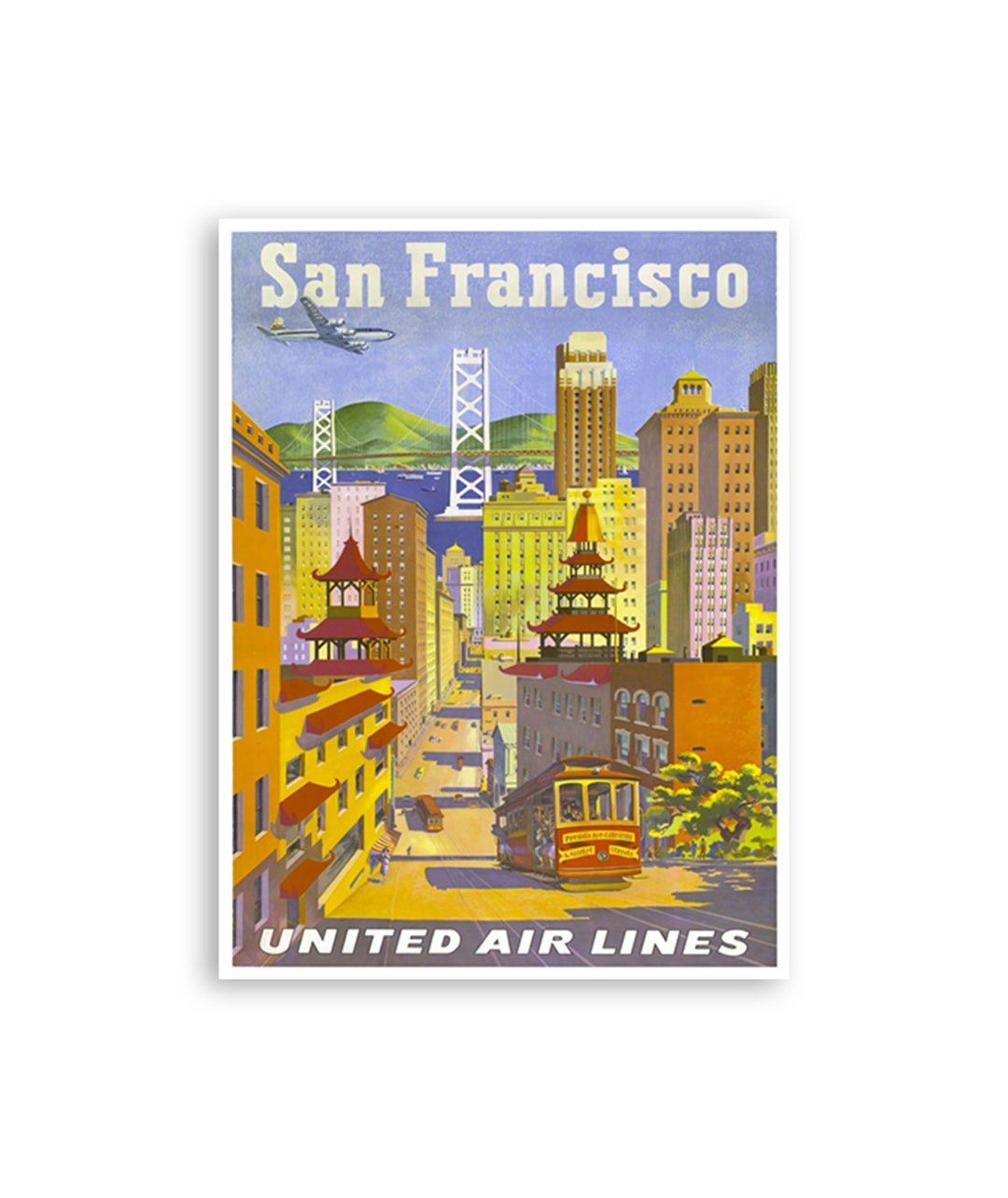 San Francisco Airline Poster Print Art Canvas Hanging Wall Decor Xr603a ...