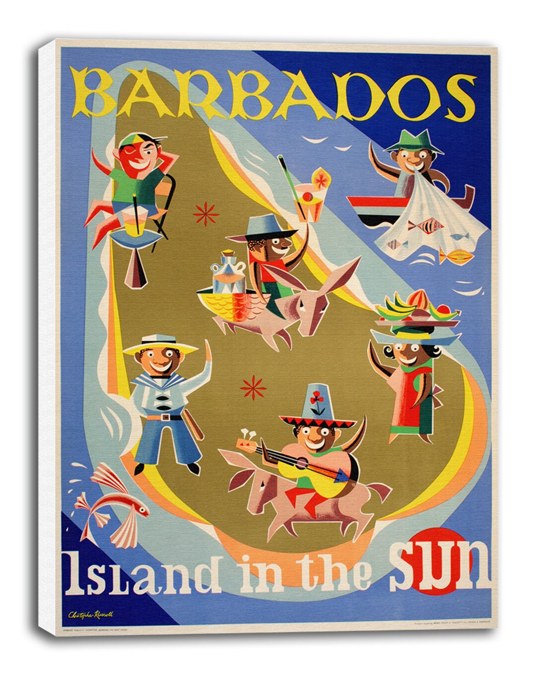 Vintage Barbados Art Travel Poster Print Canvas Hanging Wall Etsy Canada