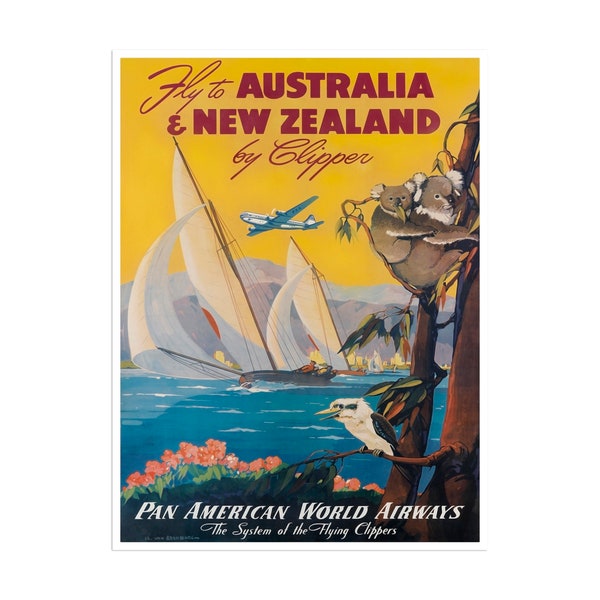 Vintage New Zealand Art Canvas Print Australia Travel Poster Hanging Retro Wall Decor XR1984