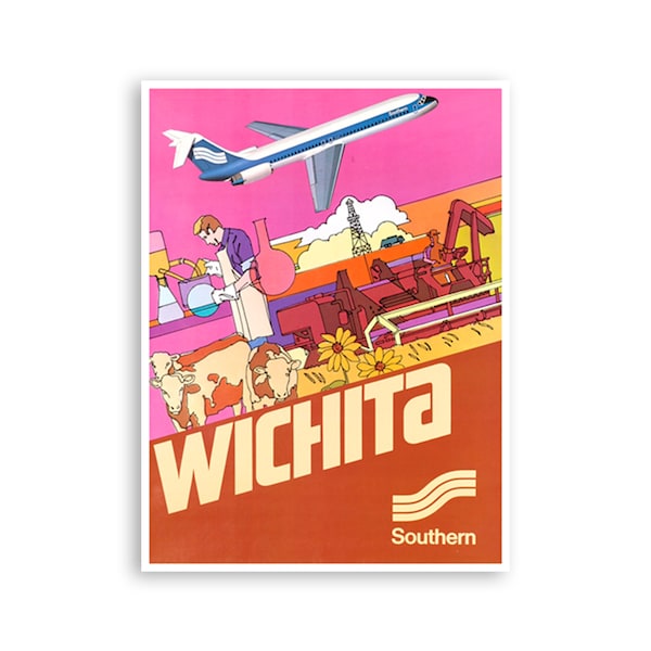 Wichita Travel Poster Kansas Art Canvas Print America Wall Decor xr3760