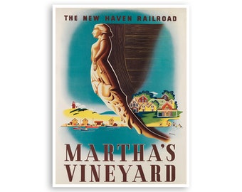 Martha's Vineyard Art Vintage Massachusetts Travel Poster xr3757