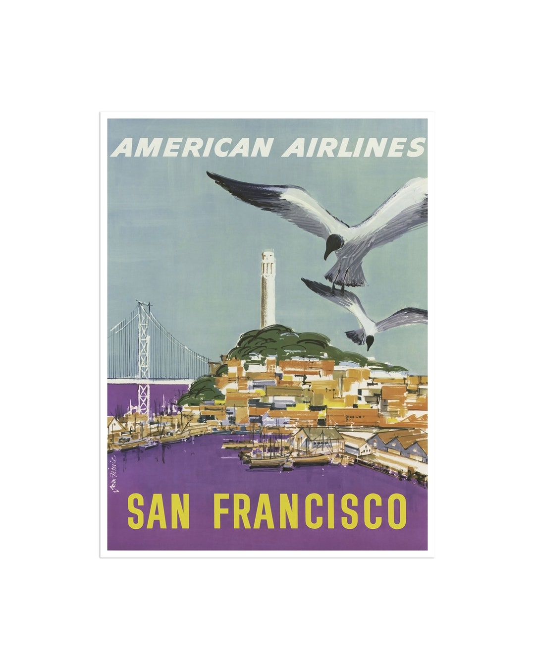 San Francisco Art California Print American Airlines Travel Poster ...