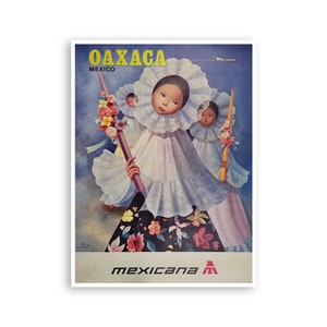 Oaxaca Travel Poster Mexican Art Mexico Print Mexicana de Aviación xr3571a