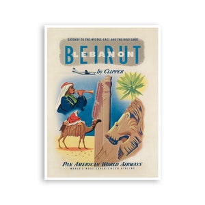 Lebanon Print Beirut Art Pan American Airlines Travel Poster xr3549a