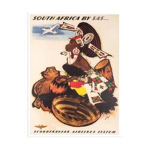 South Africa Travel Poster Vintage African Art Print  xr1837a