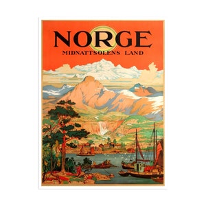 Vintage Norway Travel Poster Canvas Norwegian Art Print Hanging Wall Decor xr1730