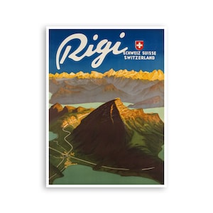 Mt Rigi Art Switzerland Print Travel Poster Swiss Gift Hanging Wall Decor xr3660