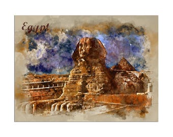Egypt Travel Poster Watercolor Art Print Retro Home Decor WB22