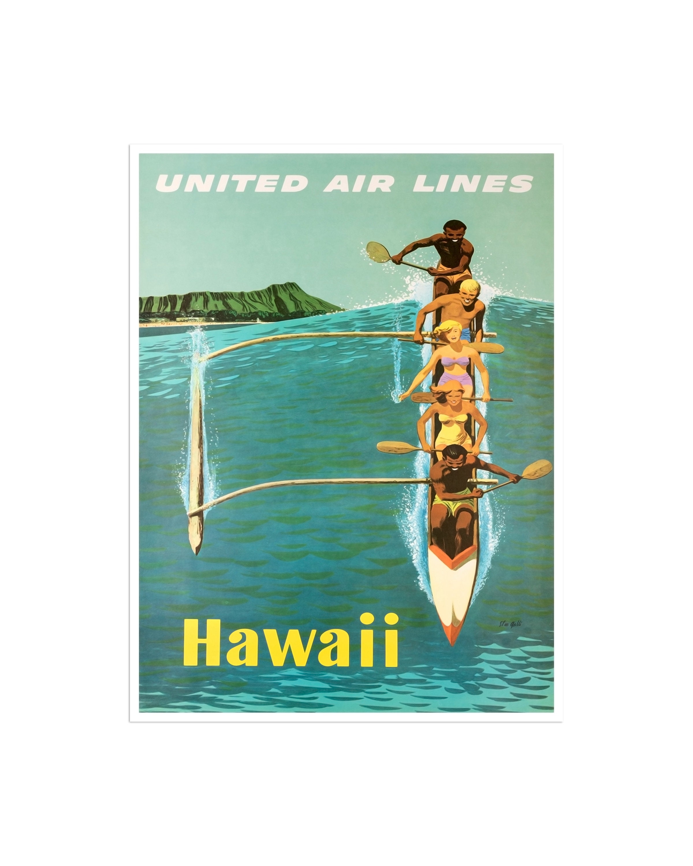 Hawaii United Airlines Vintage Poster by Galli 1953 American