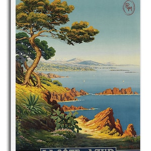French Riviera Art Canvas Travel Poster Print Hanging Wall Decor xr631