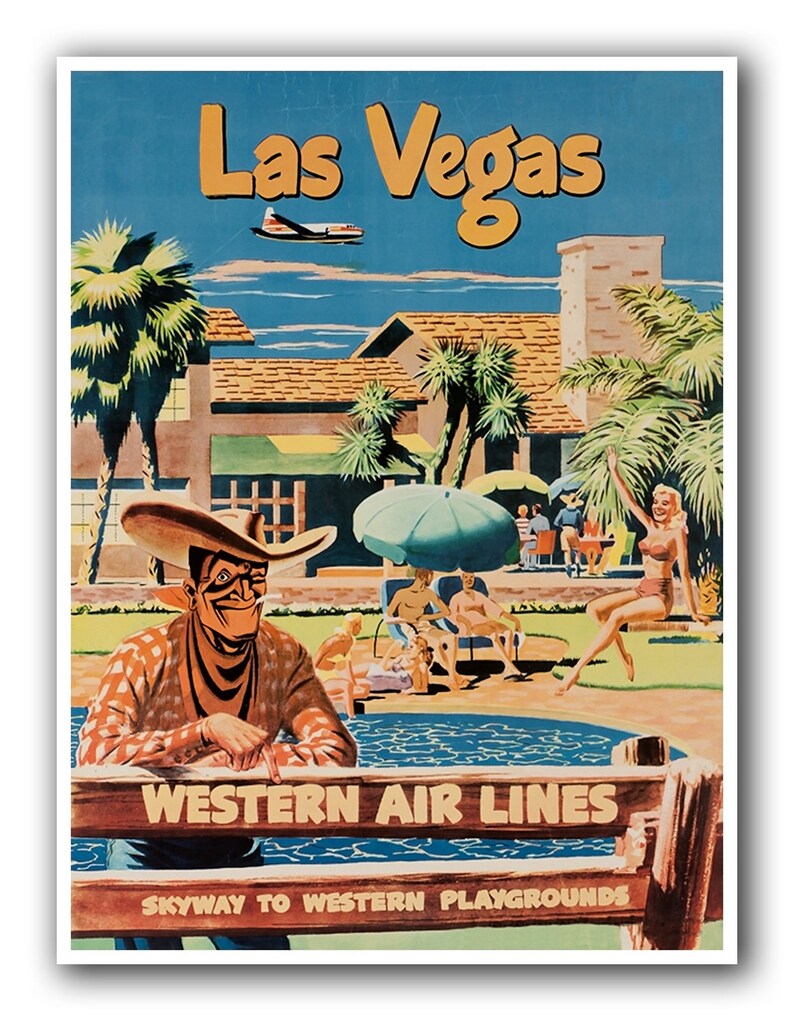 Las Vegas Art Vintage Poster Print Canvas Hanging Wall Decor Xr877 Etsy