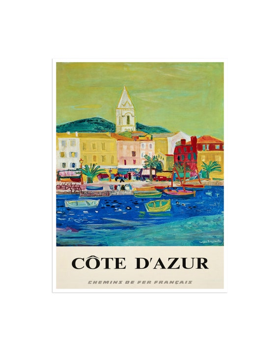 Cote D'Azur Art France Travel Poster French Home Decor | Etsy