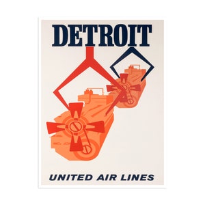 Detroit Travel Poster Art Canvas Print America Wall Decor xr2600