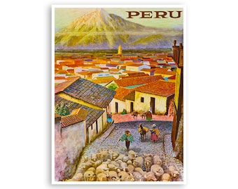 Peru Print Travel Poster Vintage South America Art Canvas Decor Hanging Retro Wall Picture TR14