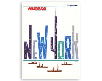 New York Art Iberia Travel Poster NY City Print xr3383a