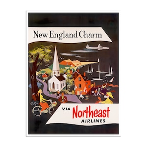 New England Travel Poster Art Northeast Airlines Print xr4612a