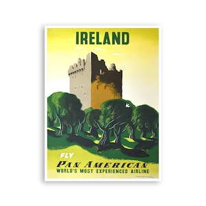 Ireland Print Irish Travel Poster Pan American Airlines Art xr4253