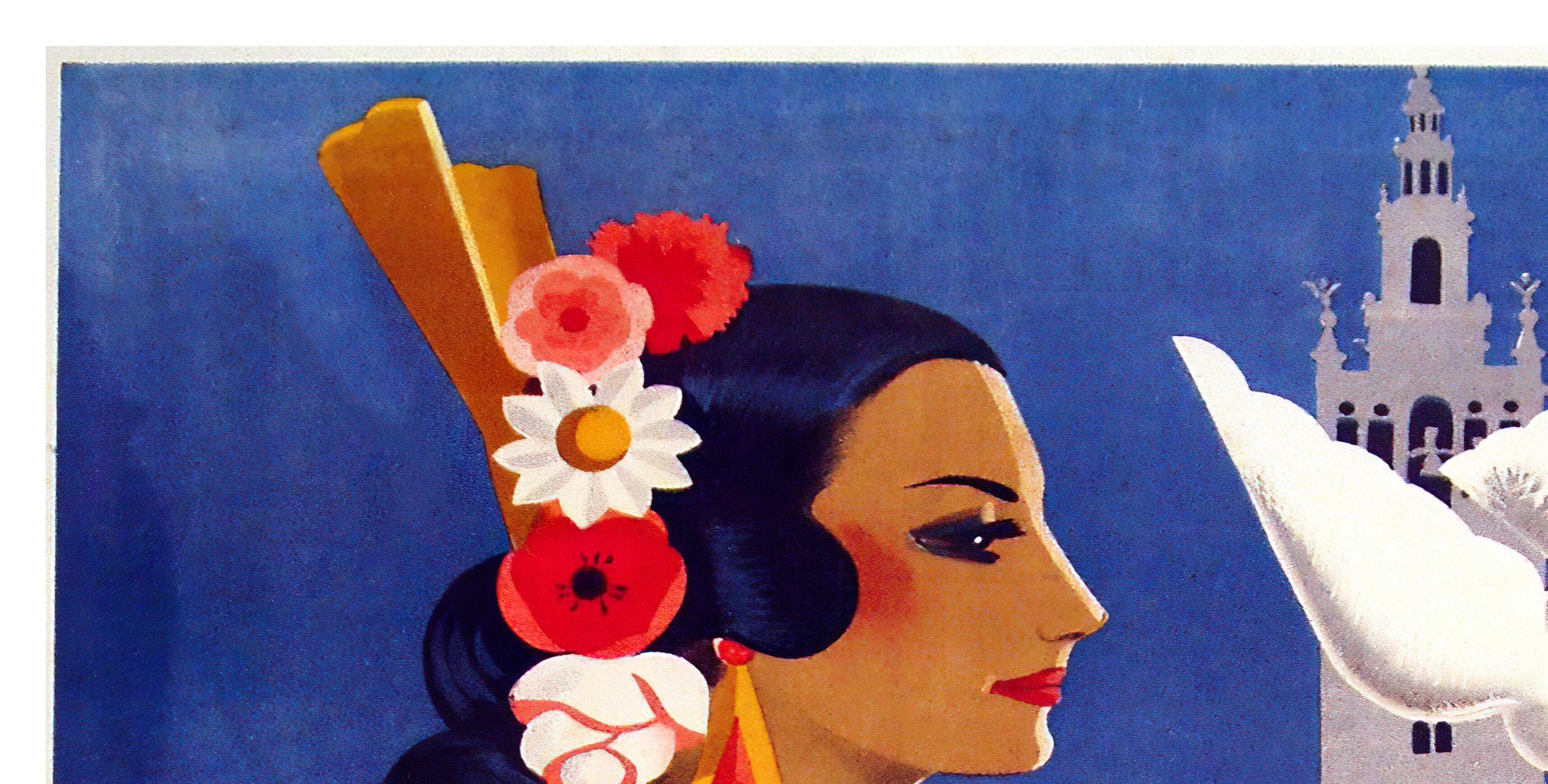 Poster Déco Vintage Séville - Impression Sur Toile 40x60 Cm - Voyage Espagne - Décor Murale Moderne Salon Bureau - 3