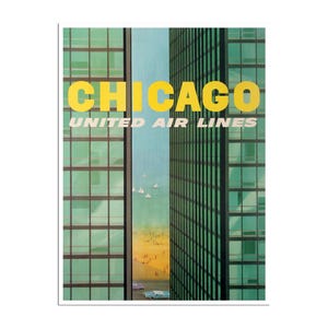 Chicago Art City Print United Airlines Travel Poster xr532a