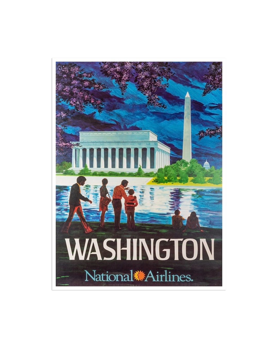 Washington DC Vintage Art Travel Poster Print Canvas Hanging Wall Decor