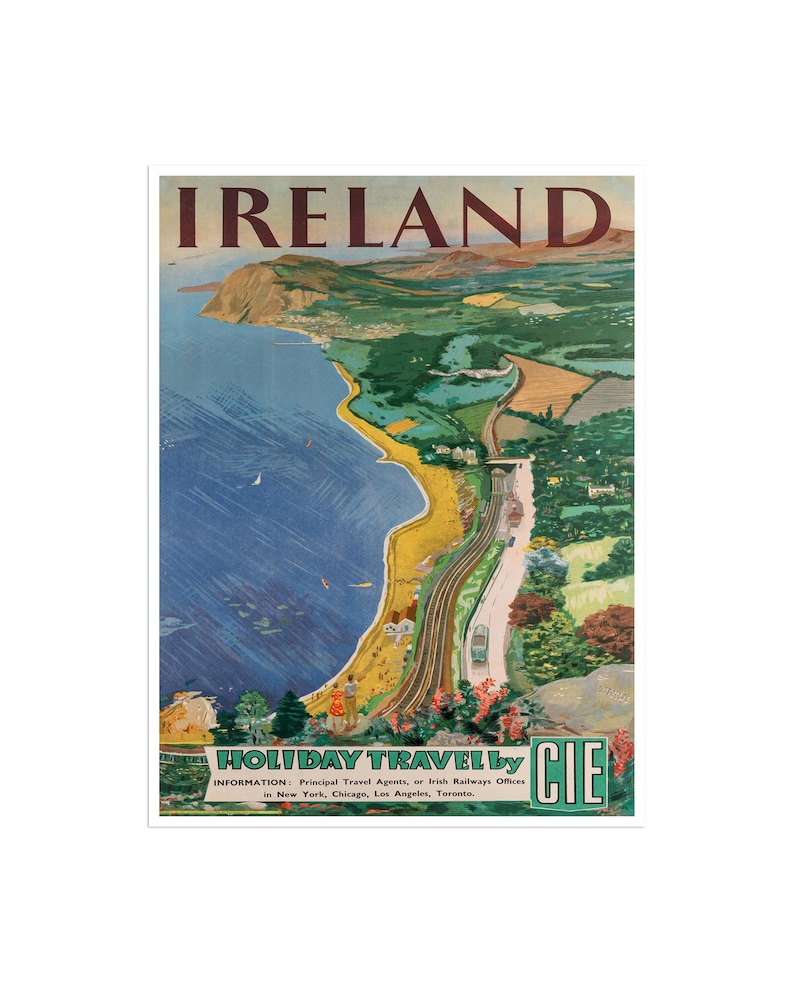 Vintage Ireland Art Poster Travel Print Irish Gift Hanging Etsy