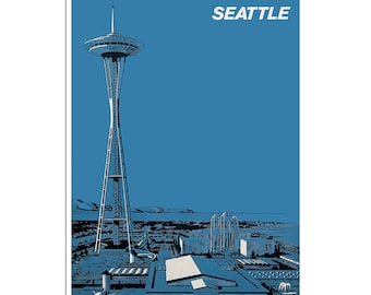 Seattle Poster Vintage Travel Art Washington Print Space Needle Souvenir xr4789