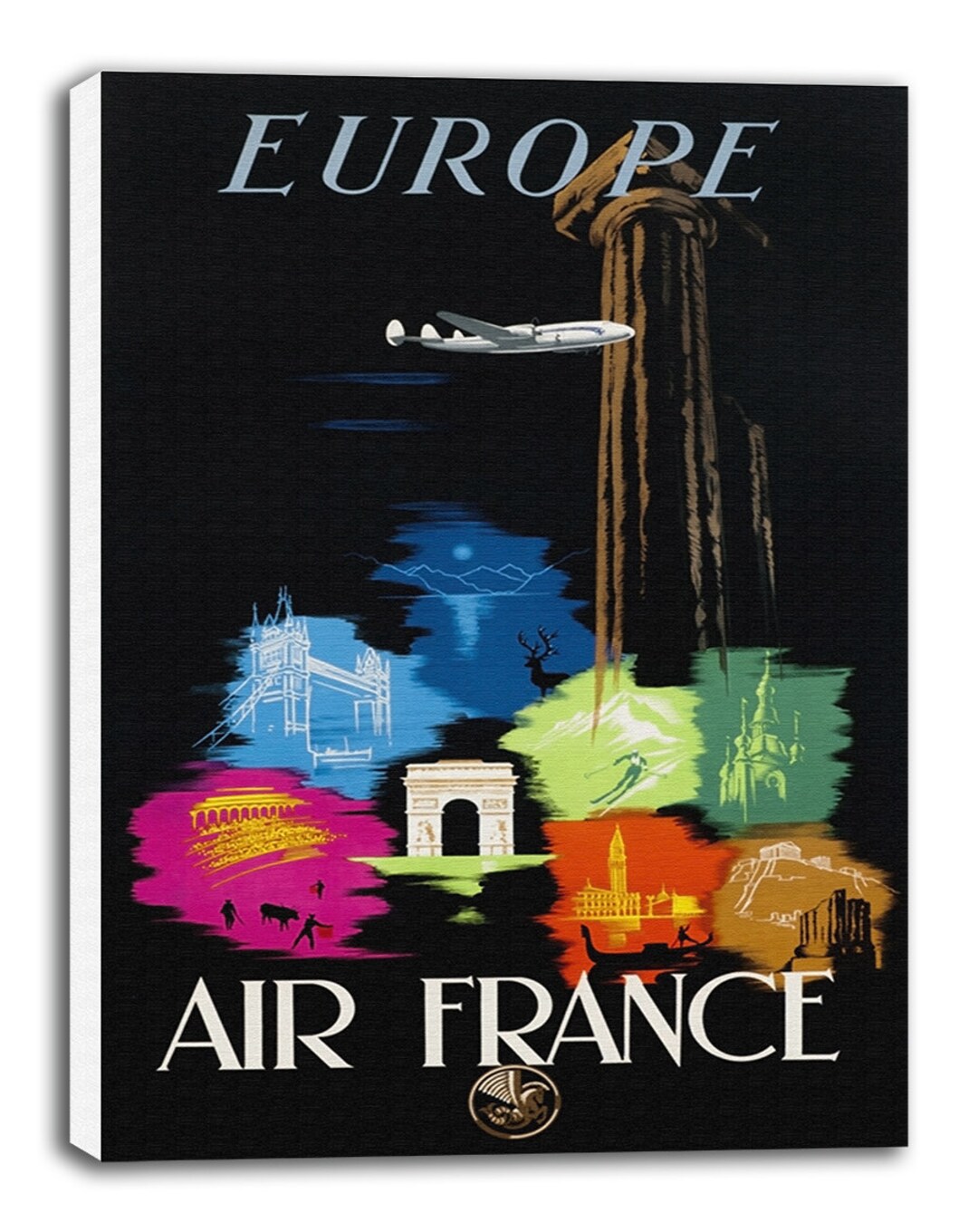 Europe Travel Poster Vintage Art Canvas Print Hanging Retro Wall Decor ...
