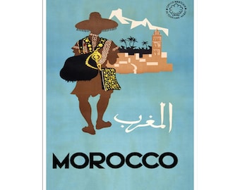 Morocco Print Moroccan Art Vintage Travel Poster XR95a