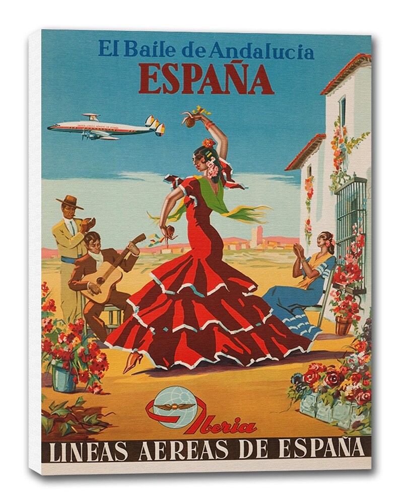 Spain Art Vintage Spanish Poster Print Canvas Hanging Wall Etsy