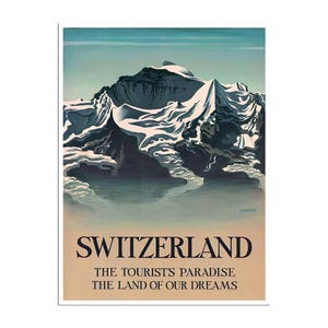 Switzerland Print Travel Poster Swiss Art Gift Hanging Wall Decor xr1160