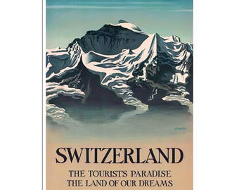 Switzerland Print Travel Poster Swiss Art Gift Hanging Wall Decor xr1160