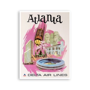Vintage Atlanta At Print Georgia Travel Poster Canvas Decor Hanging Retro Wall Picture XR1953