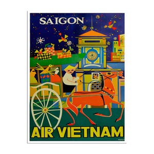 Vietnam Print Saigon Travel Poster Vietnamese Art  XR105