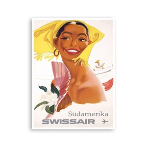 South America Art Swissair Travel Poster South American Print  xr2124a