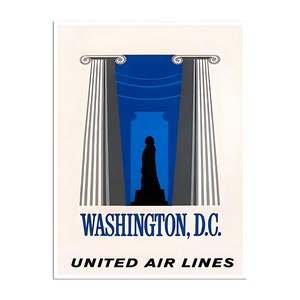 Washington DC Art United Airlines Travel Poster District Of Columbia Print xr4576a