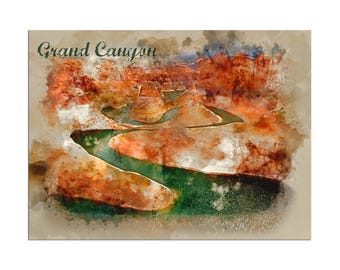 Grand Canyon Art National Park Poster Watercolor Print WB21a