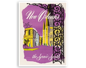 New Orleans Art Vintage Travel Poster Print Canvas Hanging Wall Decor xr3447