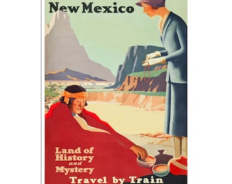 New Mexico Art Vintage Travel Poster New Mexico Print xr2599a