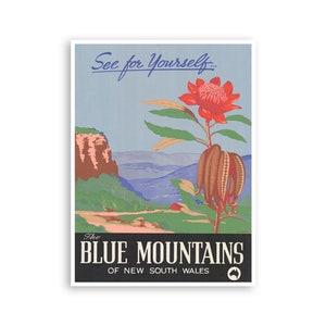 Blue Mountains Art Australia Vintage Travel Poster New South Wales xr3145
