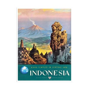 Indonesia Print Java Travel Poster Hindu Temples Art ZT697a