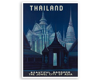 Thailand Travel Poster Thai Art Bangkok Print  XR3914a