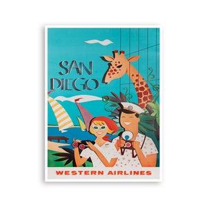 San Diego Poster California Travel Art Print Vintage Canvas Decor Hanging Retro Wall Picture xr3628