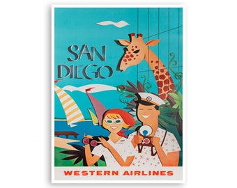 San Diego Canvas Print - Vintage Tourism Art - California - Etsy