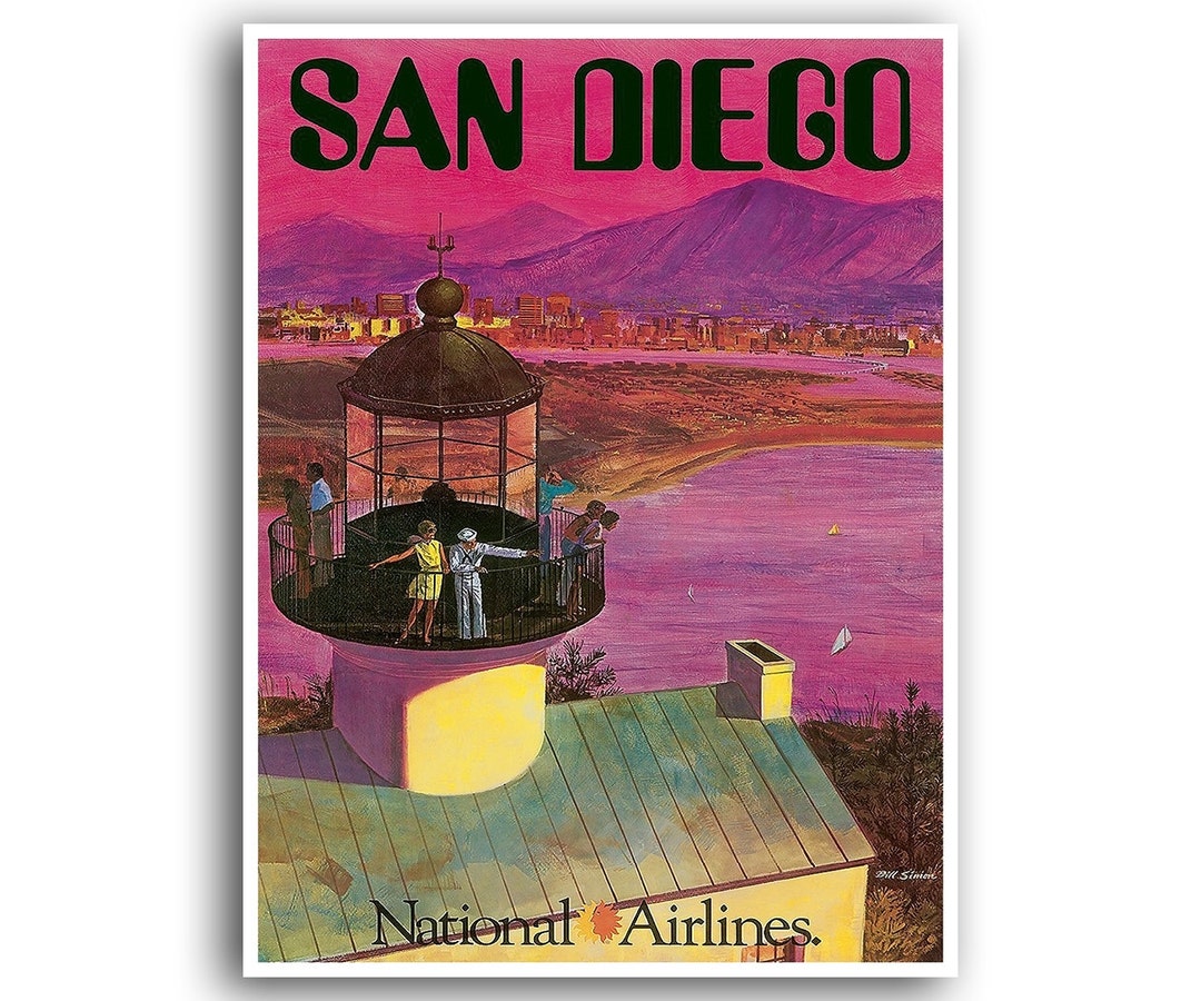San Diego Art Print California Travel Poster Vintage Canvas Decor ...