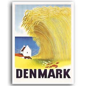 Denmark Art Print Travel Poster Vintage Canvas Decor Hanging Retro Wall Picture xr823