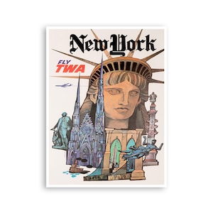 New York Print NY Art TWA Travel Poster xr1804a