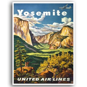 Yosemite National Park Art Canvas Print Vintage Travel Poster Hanging Retro Wall Decor xr911