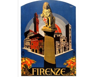 Florence Travel Poster Italy Art Firenze Print XR1915a