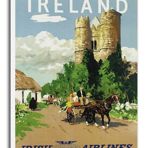 Ireland Art Vintage Travel Poster Retro Irish Home Decor Print Etsy
