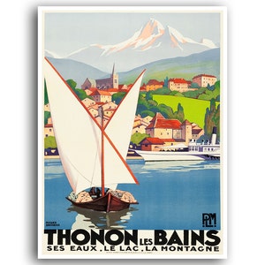 Thonon Les Bains Print Roger Broders Art France Travel Poster French Decor xr692a